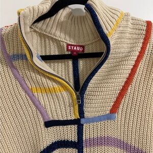 STAUD Colorful Knit Sweater with Cream Base